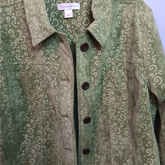 EUC Christopher Banks Size XL Green Corduroy Jacket Button Up Collar - Picture 2 of 6